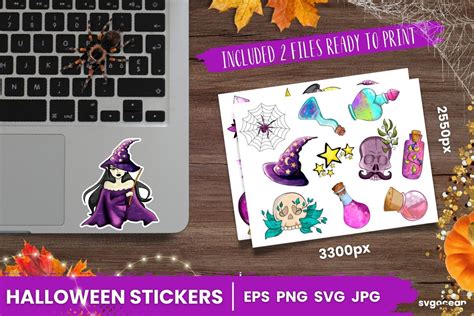 Halloween Witch Stickers SVG Bundle By SvgOcean TheHungryJPEG