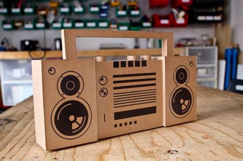 Cardboard Boom Box Cardboard Box Crafts Cardboard Crafts Paper Box Diy