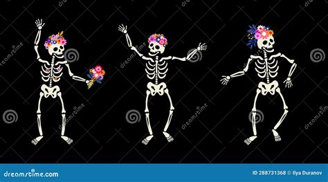 Dancing Skeletons For Halloween Party Poster Vector Illustration