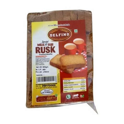 Delfino Special Milk Suji Rusk Packaging Size 300gm Packaging Type