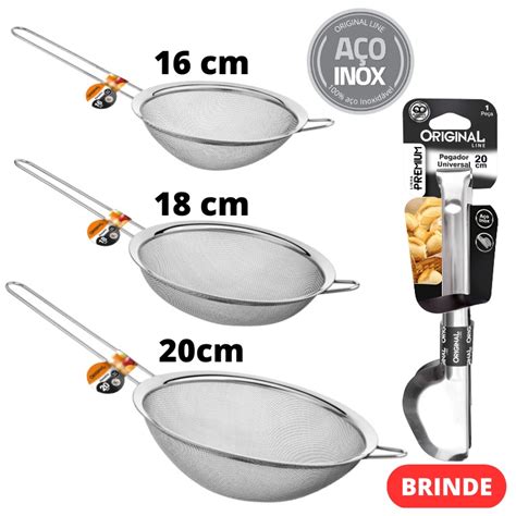 Kit 3 PENEIRAS GRANDES em Aço Inox Tamanho 16 18 e 20 Tapioca e