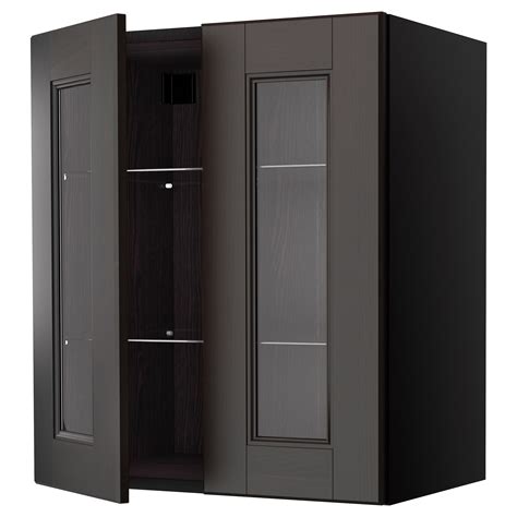 Black kitchen cabinets with glass doors - Hawk Haven