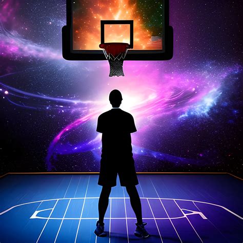 A Player From The Back Shots A Basketball Hoop In Space With A G