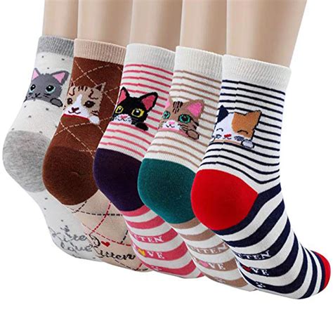 Pcs Women Students Funny Socks Cute Cartoon Fun Funky Striped Warm