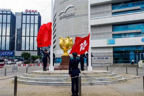 Hong Kong De Agosto De Soldados Realizando La Ceremonia De