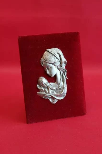 Tableau Bas Relief La M Re Et L Enfant Tain Sur Velours Rouge Eur