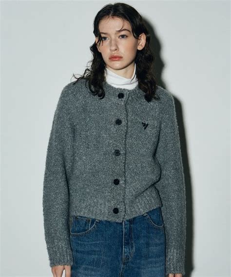 Musinsa Nick Nicole Boucle Wool Cardigan Gray