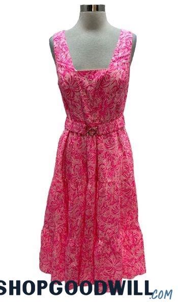 Lilly Pulitzer Women S Hot Pink White Zip Up Mckinnon Midi Dress Size