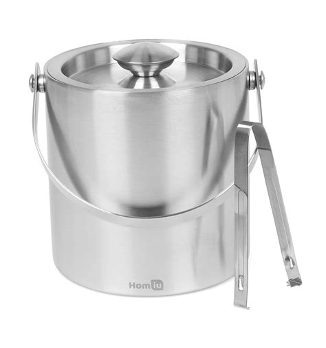 Buy Homiu Ice Bucket With Lid And Tongs Stainless Steel Double Wall