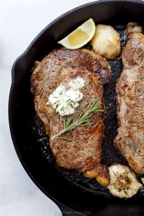 Pan Seared Ribeye Steak Recipe With Herb Butter Joyful Healthy Eats