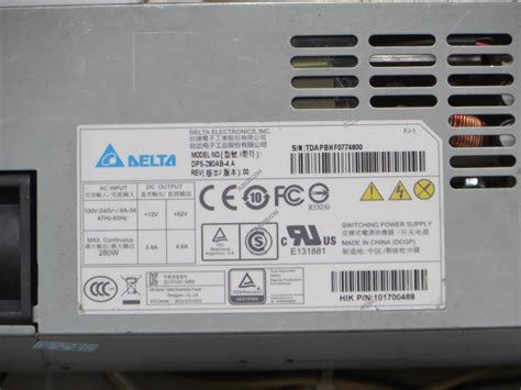 Delta Electronics DPS 280AB 4 Server Power Supply 280W DPS 280AB 4 A