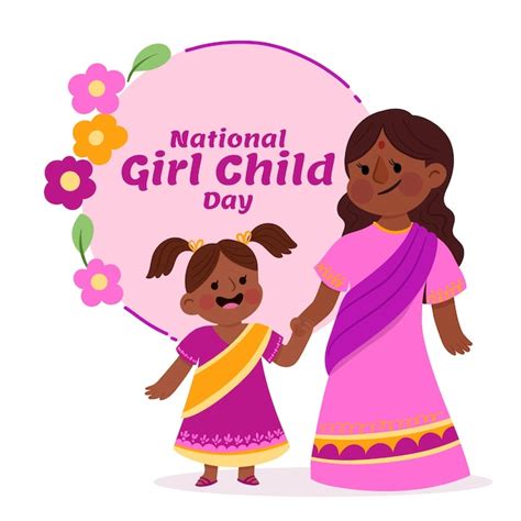 Free Vector | Flat national girl child day illustration