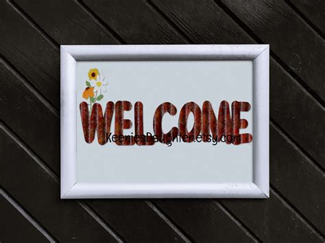 Country Style Digital Art Welcome Sign With Rusty Steel Look Letters