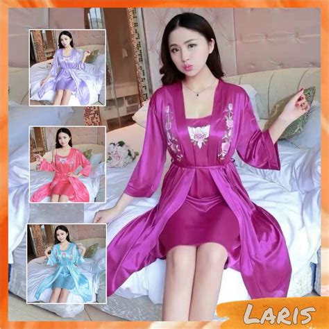 Jual Laris Kimono In Lingerie Sexy Motif Bunga Fit Xxl Baju Tidur