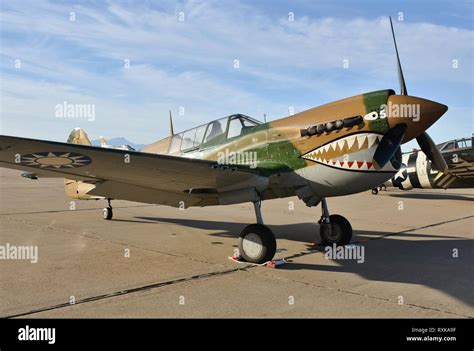 A Vintage World War Ii Era Curtiss P Warhawk Fighter Plane On The