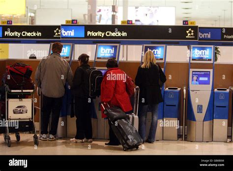 Lufthansa Check In Desks At Heathrow Airport Hi Res Stock Photography