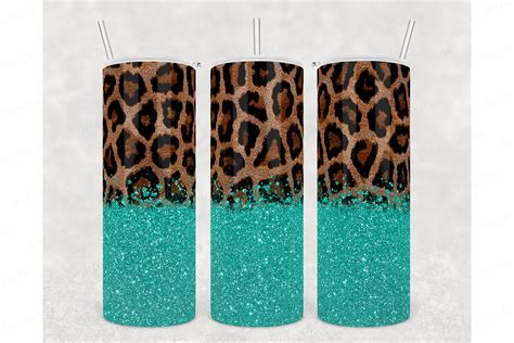 Leopard Print Tumbler Png Wrap Turquoise Graphic By Digitaldesigns