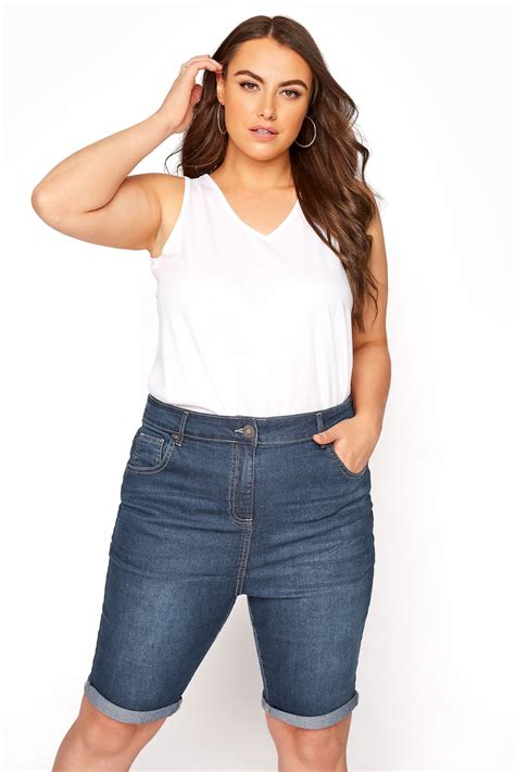 Plus Size Blue Basic Denim Shorts Yours Clothing