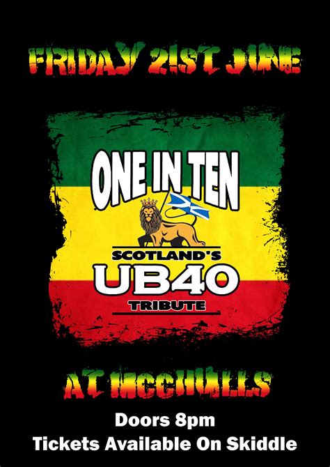 Ub40 Tribute One In Ten Sold Out — Mcchuills Bar And Venue