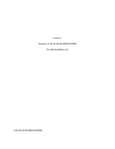 (PDF) Design of VALVE GEAR MECHANISM