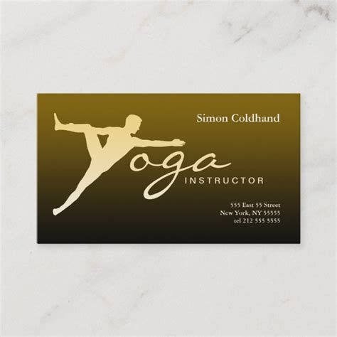 Yoga Instructor Business Card Gold Brown Zazzle