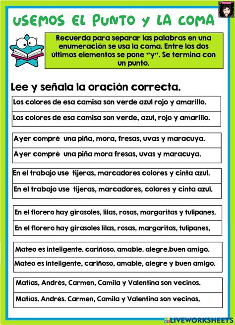 Usa El Punto Y La Coma Worksheet Artofit