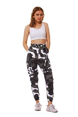 Idgreatim Damen Camouflage Hosen Casual Gym Jogger Military Army Print