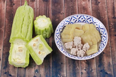 Chinese Bitter Gourd With Meat Ball In Soup Stock Image Image Of