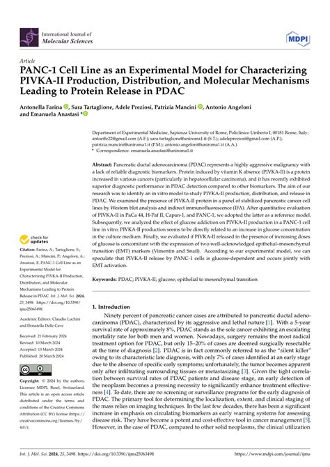 PDF PANC 1 Cell Line As An Experimental Model For Characterizing