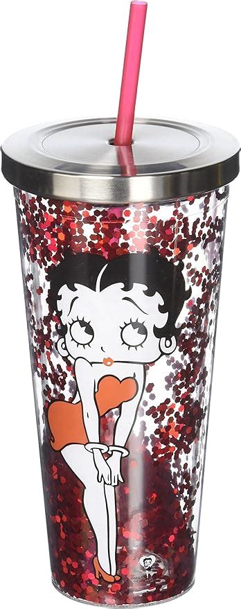 Amazon De Spoontiques Betty Boop Becher Aus Acryl Mit Strohhalm