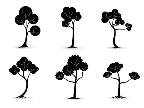 Black Branch Tree Or Naked Trees Silhouettes Set Hand Drawn Isolated Illustrations 18976718