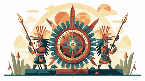 Guerreiros Astecas - Poderosos guerreiros astecas com capacetes, armas, escudos e pirâmides ...