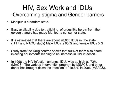 Ppt Hiv Sex Work And Idus Overcoming Stigma And Gender Barriers