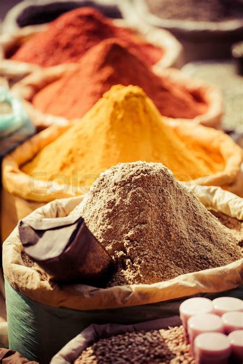 Traditional Spices Market In India Stock Image Colourbox