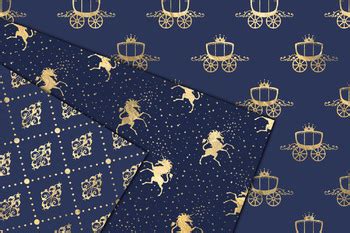 Navy And Gold Princess Digital Paper By Digital Curio Tpt