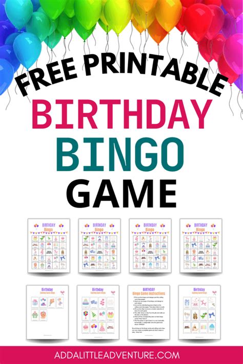 Birthday Bingo Printable Game - Add A Little Adventure