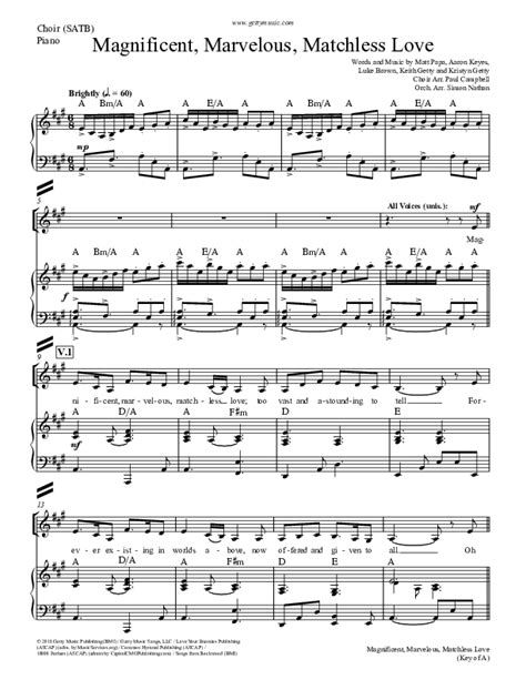 Magnificent Marvelous Matchless Love Sheet Music Pdf Keith Kristyn