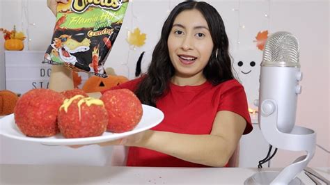 ASMR Trying Cheese Hot Cheeto Balls YouTube