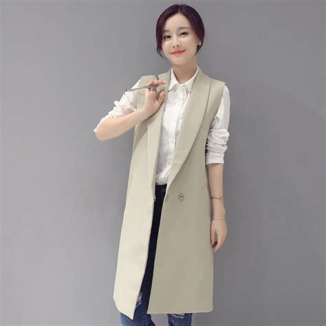 High Quality Elegant Spring Womens Vest Slim Long Female Vests Autumn