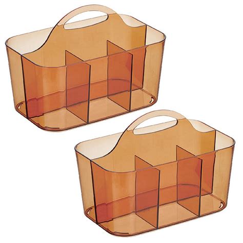 Mdesign Plastic Sewing Craft Storage Organizer Caddy Tote Bin 2 Pack Sand Tint