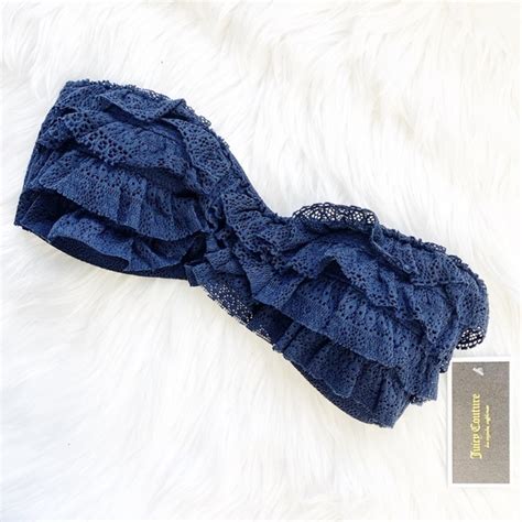 Juicy Couture Swim Juicy Couture Navy Ruffle Bandeau Swim Bikini Top Poshmark