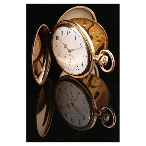 Elegante Reloj De Bolsillo Suizo En Oro Macizo De 14K Fabricado En