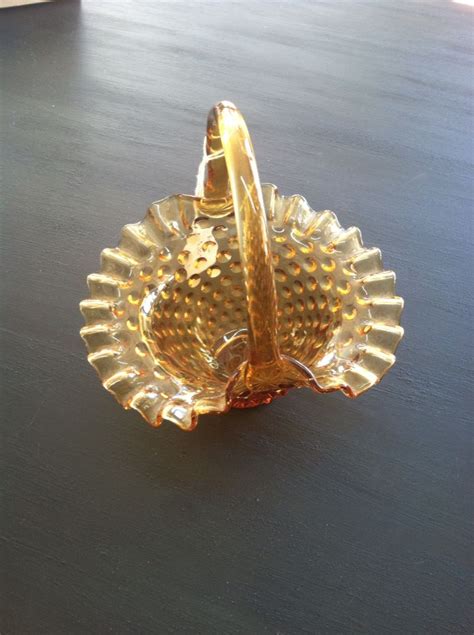 Amber Hobnail Basket Small Fenton Glass Fenton Glass Fenton Glass Art