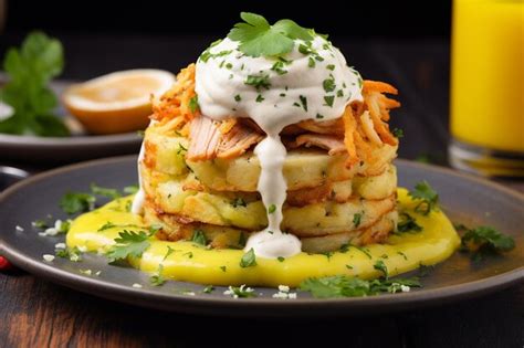 Premium Photo Causa De Pollo Layered Potato Cake With Chicken And