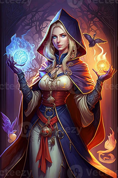 Full Body View Of A Beautiful Male Sorcerer Illustration Magic