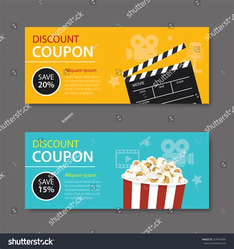 Movie Coupon Flat Design Stock Vector Shutterstock