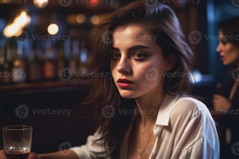 Ai Generated Pretty Drunk Girl At The Bar Concept Of Alcoholism Generative Ai 37149436 Stock