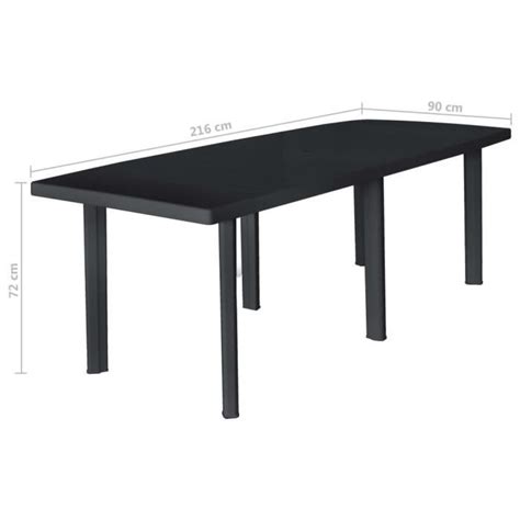 KIMISS Table De Jardin Anthracite 216x90x72 Cm Plastique LEF