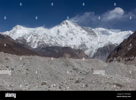 Mount Cho Oyu M View From Glacier Moraine In Gokyo Valley In