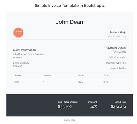 Bootstrap Invoice Template